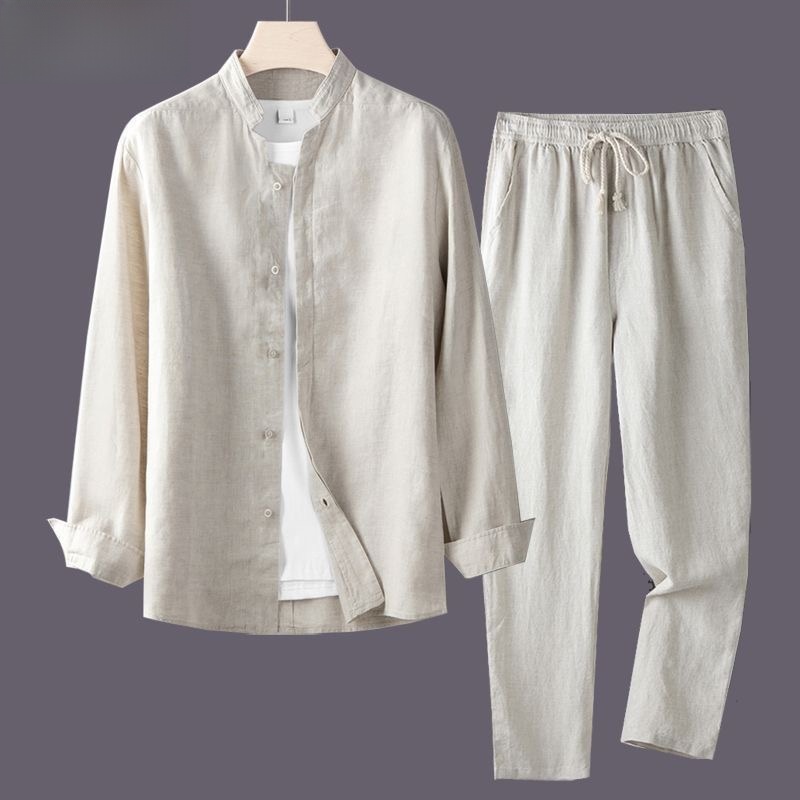 White Long Sleeve Shirt And Lo - огляд і ціна Linen Shirt Breathable