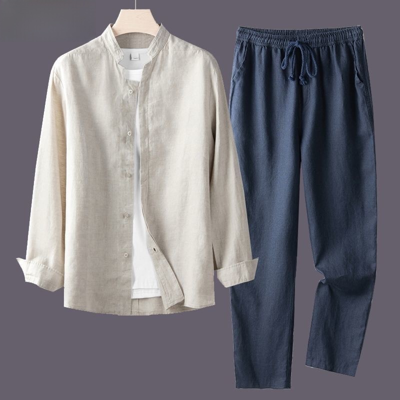White Long Sleeve Shirt And Lo - огляд і ціна Linen Shirt Breathable
