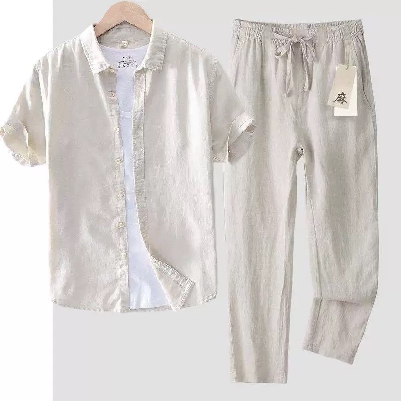 Pure Linen Cotton Shirt Men's  - огляд і ціна Linen Shirt Breathable