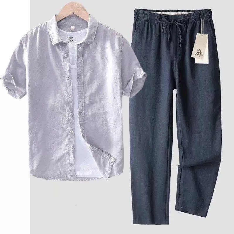 Pure Linen Cotton Shirt Men's  - огляд і ціна Linen Shirt Breathable
